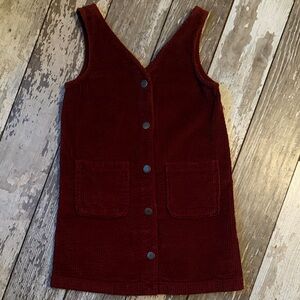 Girls Burgundy Corduroy Button-Down Dress size small 6-7